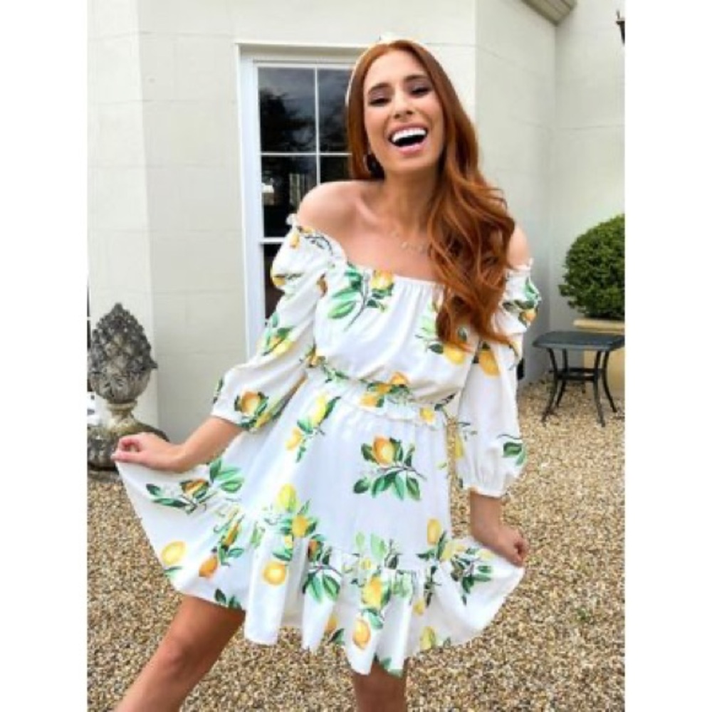 Lemon Print Off-Shoulder Dress! NWOT